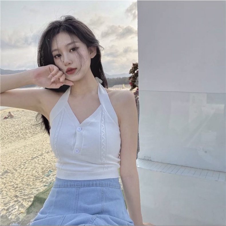 Áo ba lỗ cổ yếm viền màu trơn không tay màu lạ nội y xanh chất cực đẹp, sang chảnh, đồ lót