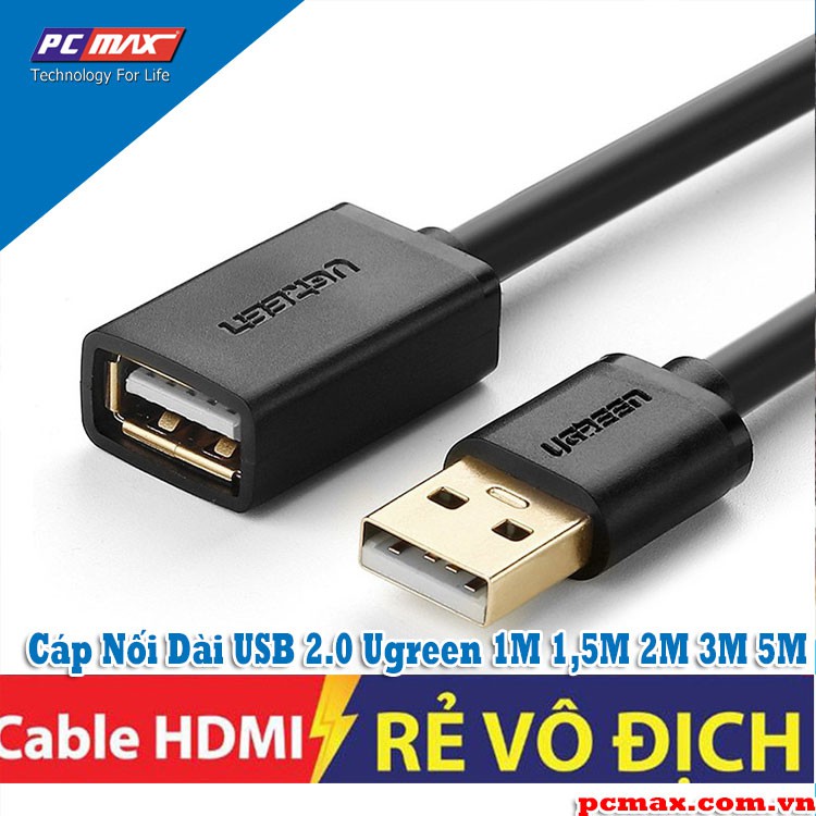 Cáp Nối Dài USB 2.0 Ugreen 1M 1,5M 2M 3M 5M 10M - Hàng Chính Hãng