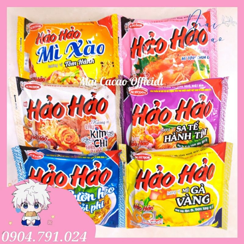 Gói Mì Tôm Hảo Hảo vị Chua cay/ Sa tế hành tím/Sườn heo/Gà vàng/Mì xào chua