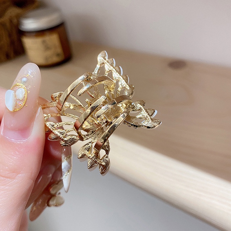 Kẹp Tóc Hình Bướm Rỗng Bằng Kim Loại Đính Ngọc Trai Thời Trang Hàn Quốc