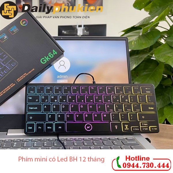 [Mã 33ELSALE hoàn 7% xu đơn 300k] Bàn phím mini Gnet GK64 có led chính hãng BH 12 tháng