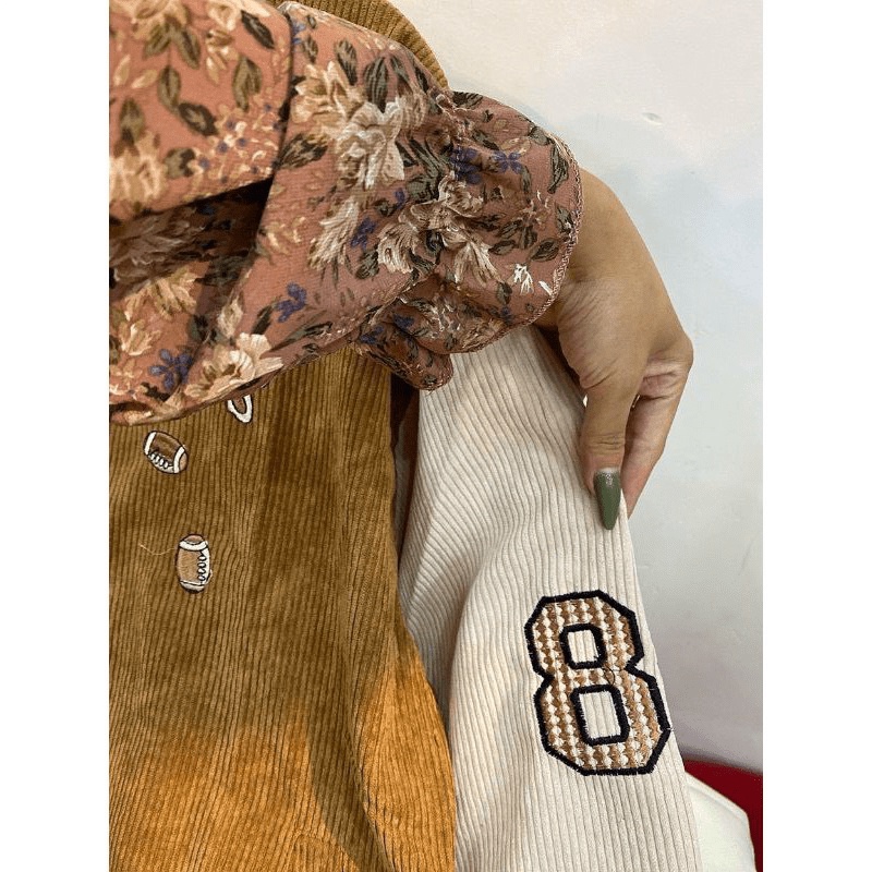 Áo Khoác Nhung Thêu Logo Kiểu BomBer Phối 2 Màu Cực Đẹp TP [NewUnisex]