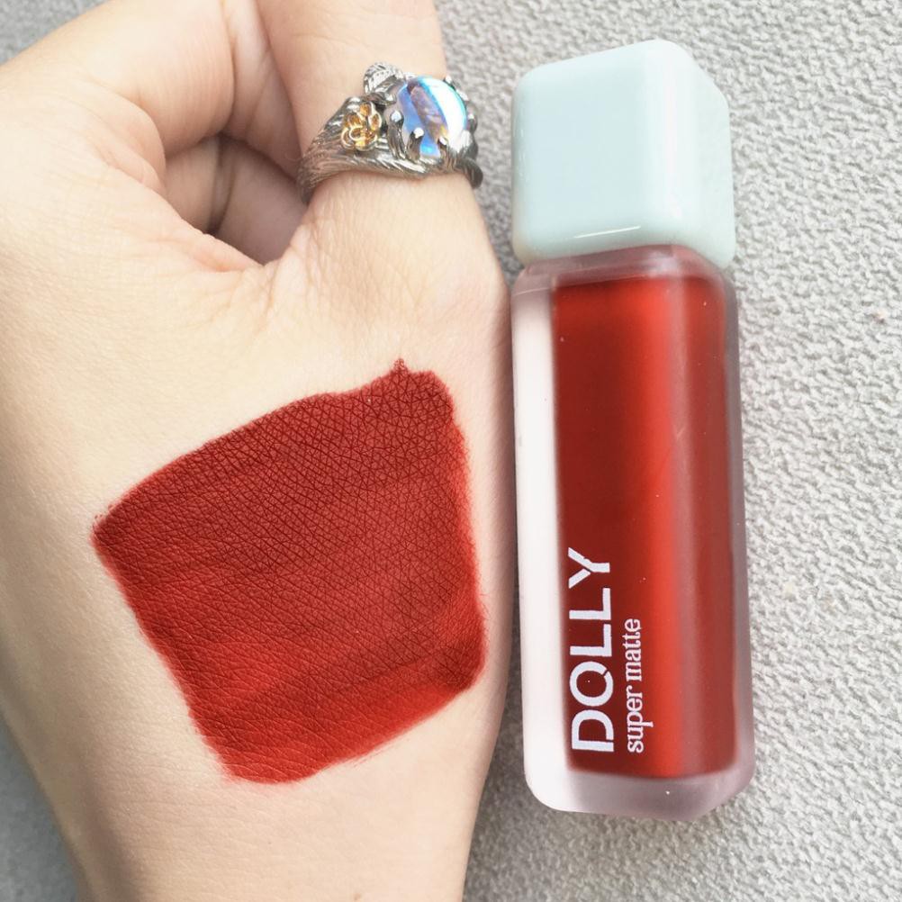 Son kem lì màu đỏ r.u.o.u vang Dolly super matte không chì bền màu lâu trôi, mua 2 cây tặng 1 hộp đựng cao cấp