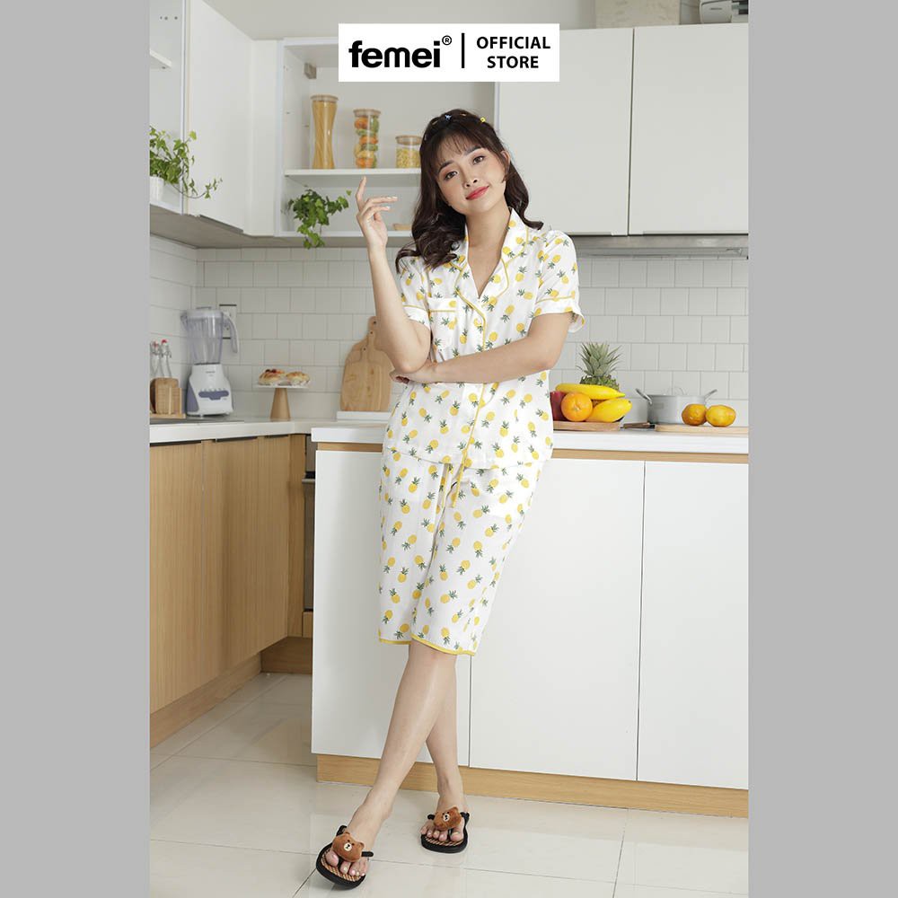 FEMEI - Pyjama lửng hoa tiết trái thơm PNC030