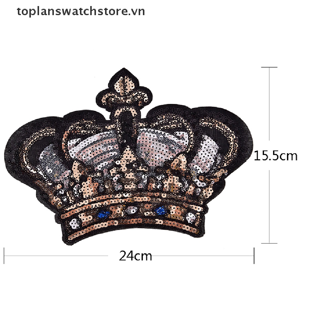 Miếng Dán Ủi Trang Trí Quần Áo Hình Vương Miện Đính Kim Sa Lấp Lánh