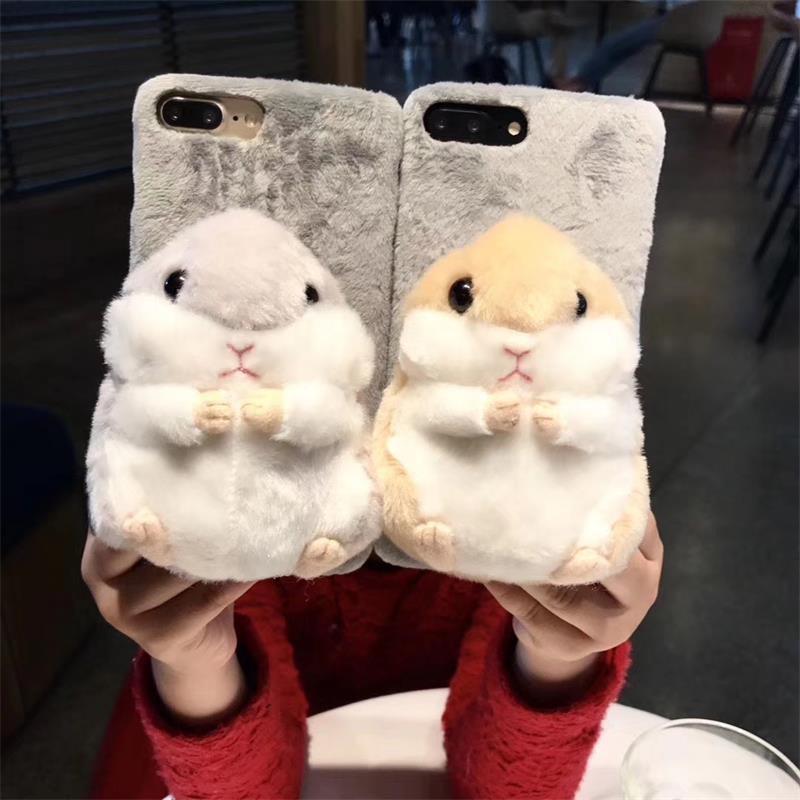 Winter cartoon plush hamster doll suitable for iphone6/6S/6Plus/6SPlus super cute 7/8/7Plus/8Plus/x/xs/xs max Tricholoma matsutake 11/11pro max