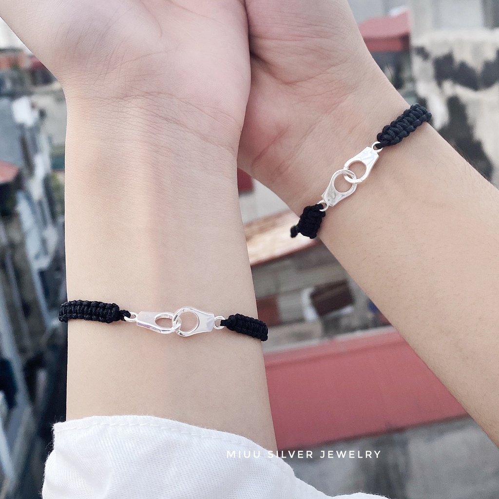 Vòng tay đôi nam nữ bạc 925 Handcuff Miuu Silver