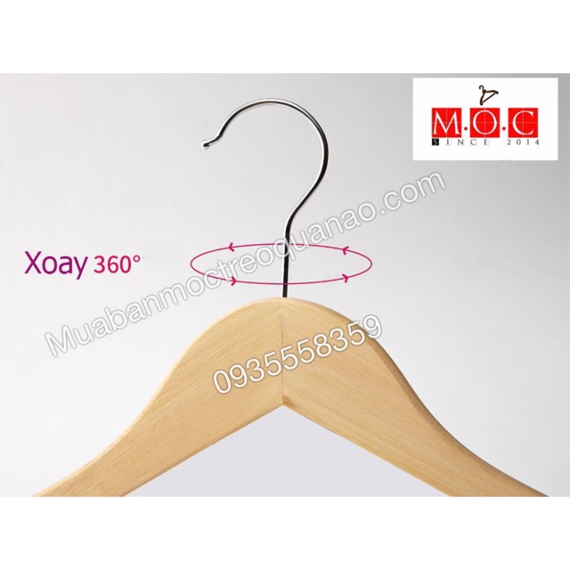 Móc gỗ có thanh ngang vàng xoay 360 độ_loại 1