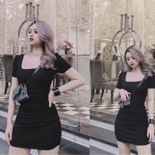 VÁY BODY CỔ VUÔNG DÚM SƯỜN MS13345