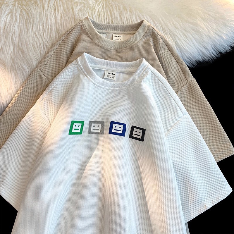 Áo Thun Nam Nữ  Chất Tổ Ong Hàn Quốc Mặt Cười  Vải Dày Mịn Thoáng Mát Thiết Kế Thời Trang Kiểu Dáng Năng Động Trẻ Trung