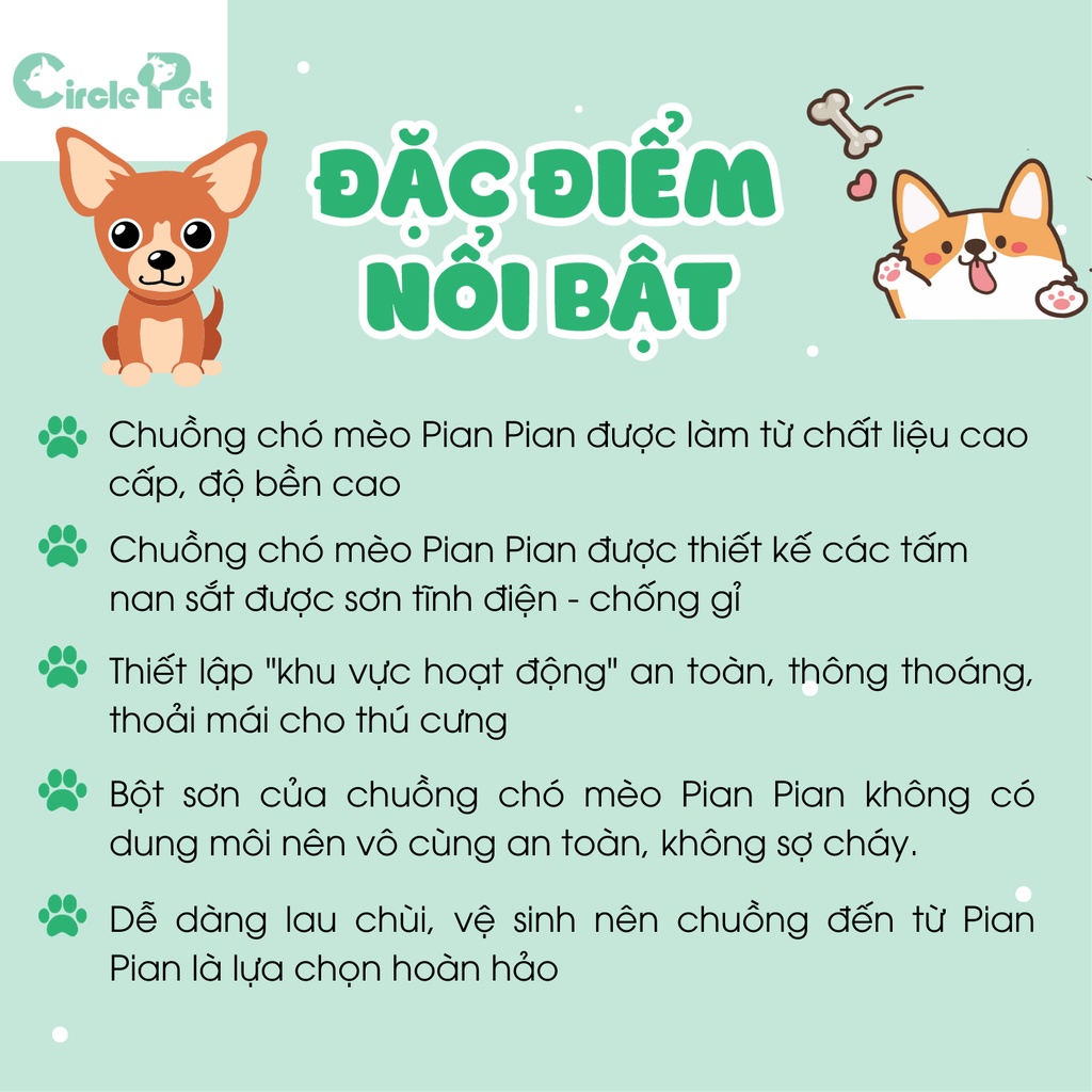 Chuồng Chó Mèo Pian Pian Bằng Sắt Sơn Tĩnh Điện Cao Cấp Chịu Được Nhiệt Và Va Đập - Circle Pet