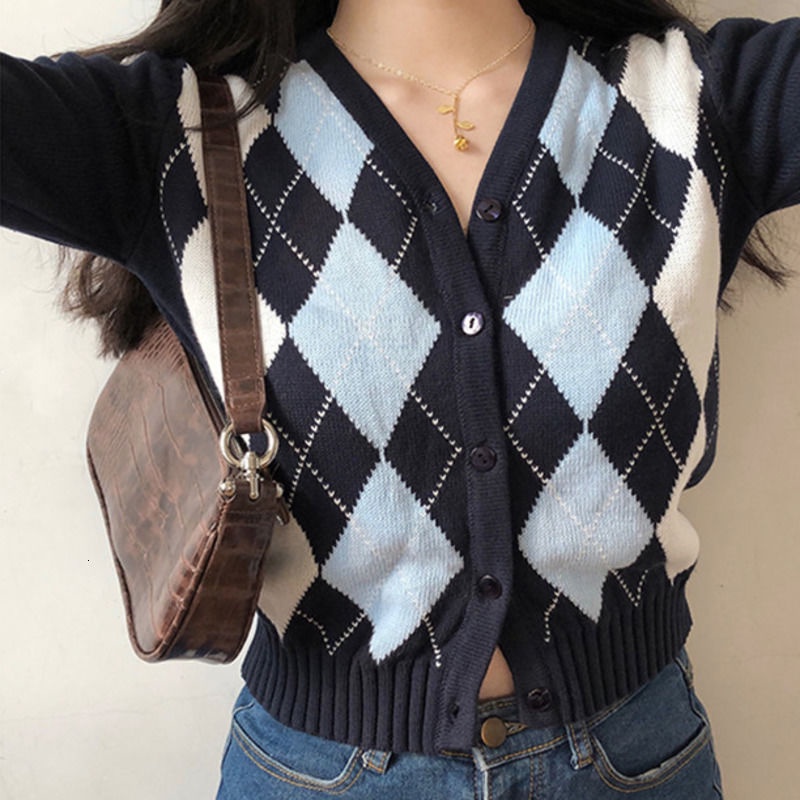 Áo Sweater Tay Dài Cổ Chữ V Thời Trang Retro Hàn Quốc