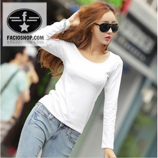 [SALE] Áo Thun Dài Tay Một Màu Trơn- Áo Thun Nữ Màu Trắng Trơn Cao Cấp | BigBuy360 - bigbuy360.vn