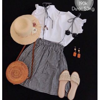 Set váy caro kèm áo cánh tiên
