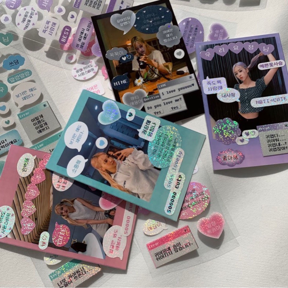 Tấm sticker bling bling lấp lánh mẫu câu Korea