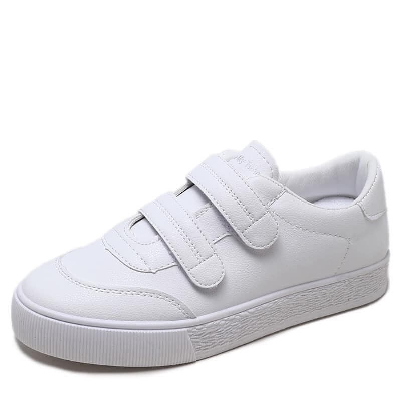 Giày Sneaker Khóa Dán Dáng Trơn Basic