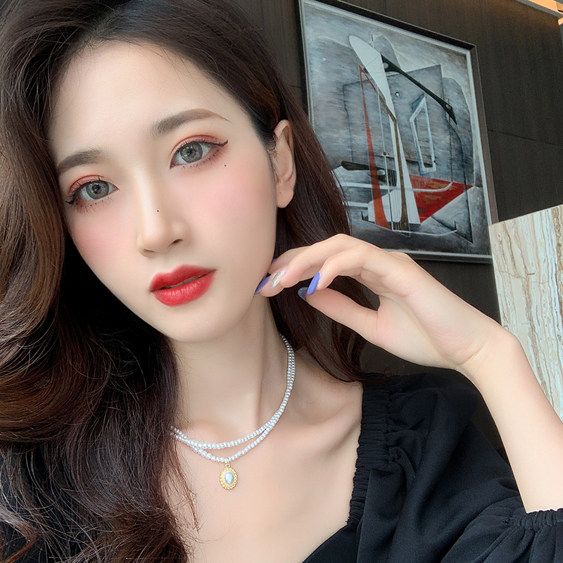 Vòng cổ thời trang cá tính có mặt bằng ngọc trai nhân tạo