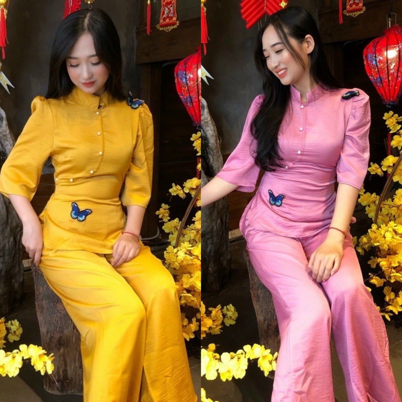 Trang phục đi lễ chùa vải gấm sang trọng