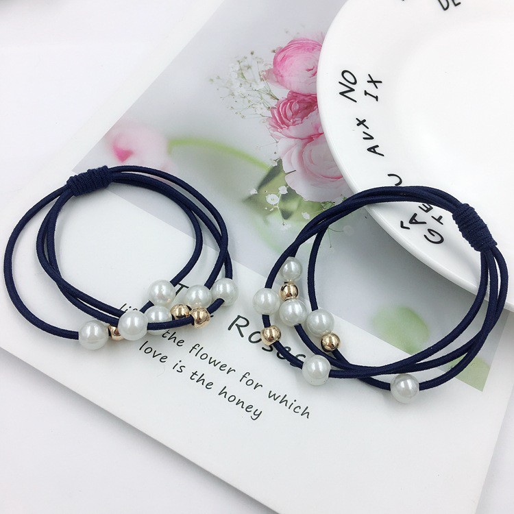 [Mã FAMARAL1 giảm 10K đơn 50K]Dây Buộc Tóc Đính Hạt Ngọc - Nơ Tóc Hàn Quốc 3 Sợi Xinh Xắn