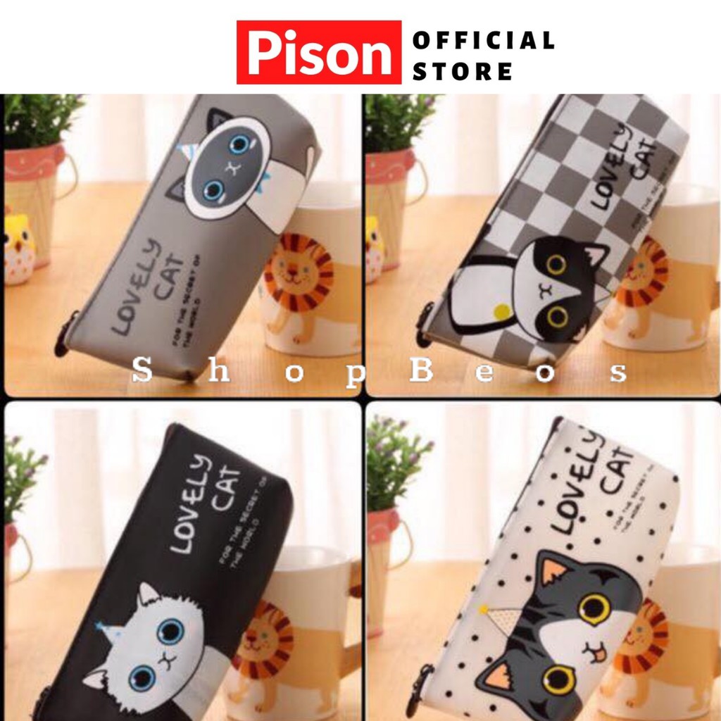 Hộp bút silicon hình Lovely cat Pison, bao bút họa tiết dễ thương 21*8*2cm – SP0001 – 1 cái