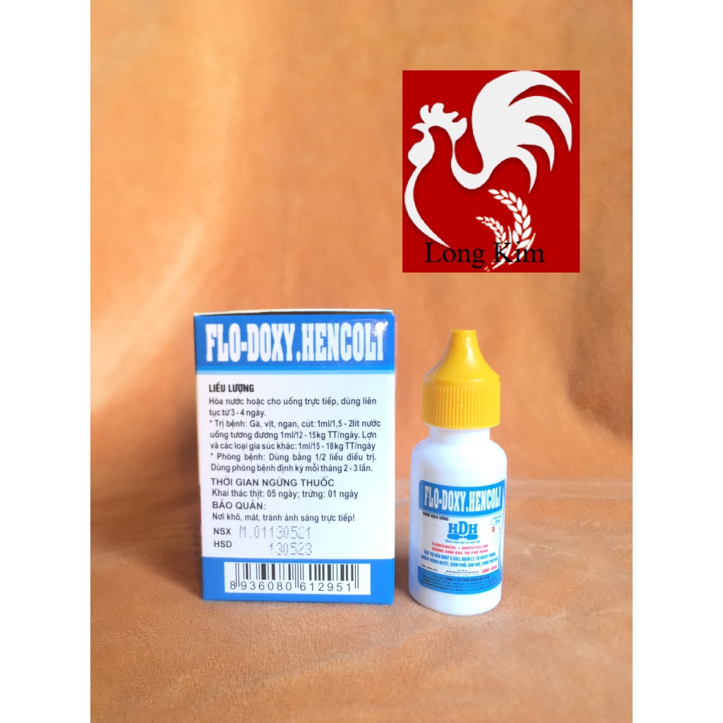 Flo.Doxy-Hencoli lọ 10ml Hen ghép, E.coli, bạch lỵ, huyết trùng, viêm phổi, sưng phù đầu cho gia cầm, thủy cầm, trâu, bò