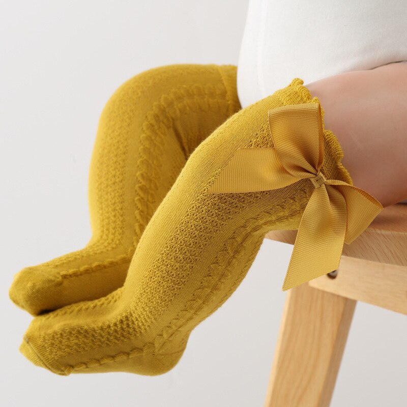 Vớ Lưới Cao Qua Gối Phối Nơ Dễ Thương Dành Cho Bé Gái