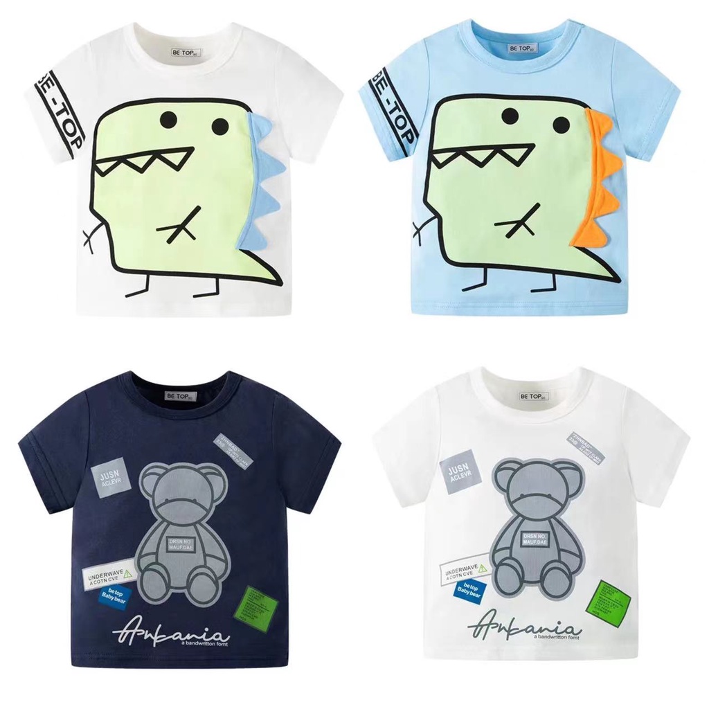 Áo thun SOFFNY tay ngắn vải cotton họa tiết hoạt hình thời trang mùa hè đáng yêu dành cho cả bé trai và bé gái
