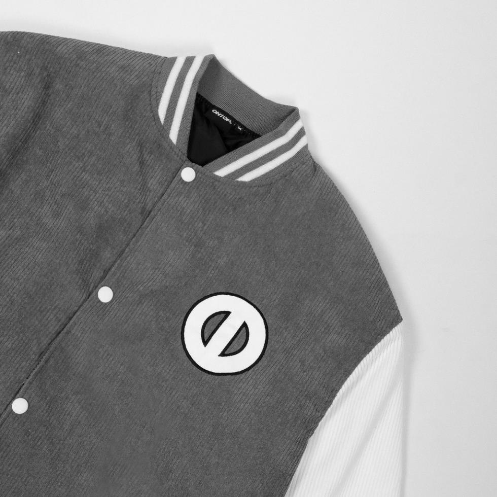 xả tết Áo Khoác Varsity Jacket Corduroy màu xám bomber bóng chày basic nam nữ form rộng Local Brand ONTOP