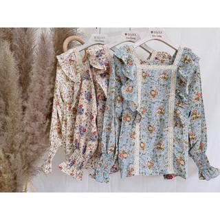 Áo sơ mi hoa bèo vintage(Ảnh thật)
