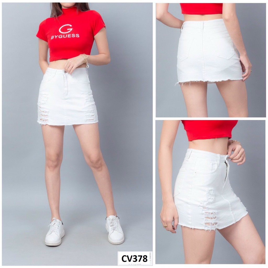 Chân váy ngắn kiểu rách co giãn có quần CV378
