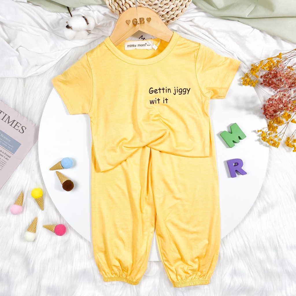 Bộ TAY NGẮN, QUẦN DÀI THUN LẠNH MINKY MOM Màu Trơn Alibaba Cho Bé TN-TR05