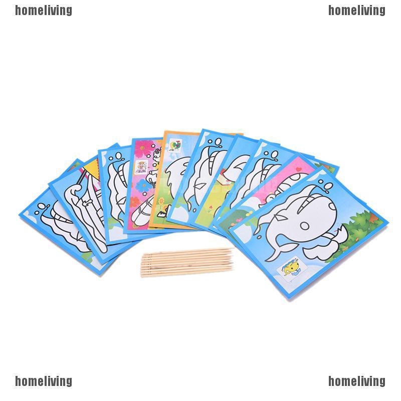 ❤❤Set 1 Tranh Cạo Size Nhỏ 9 * 12CM Cho Bé