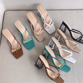 Guốc cao gót quai kẹp gót mika bọc cao 7cm