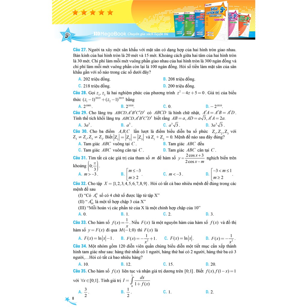 Sách - Mega 2021 – Siêu luyện đề 9+ THPT Quốc gia 2021 TOÁN HỌC | BigBuy360 - bigbuy360.vn