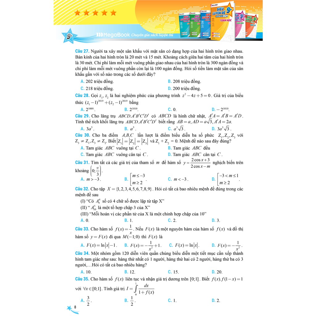 Sách - Mega 2021 – Siêu luyện đề 9+ THPT Quốc gia 2021 TOÁN HỌC