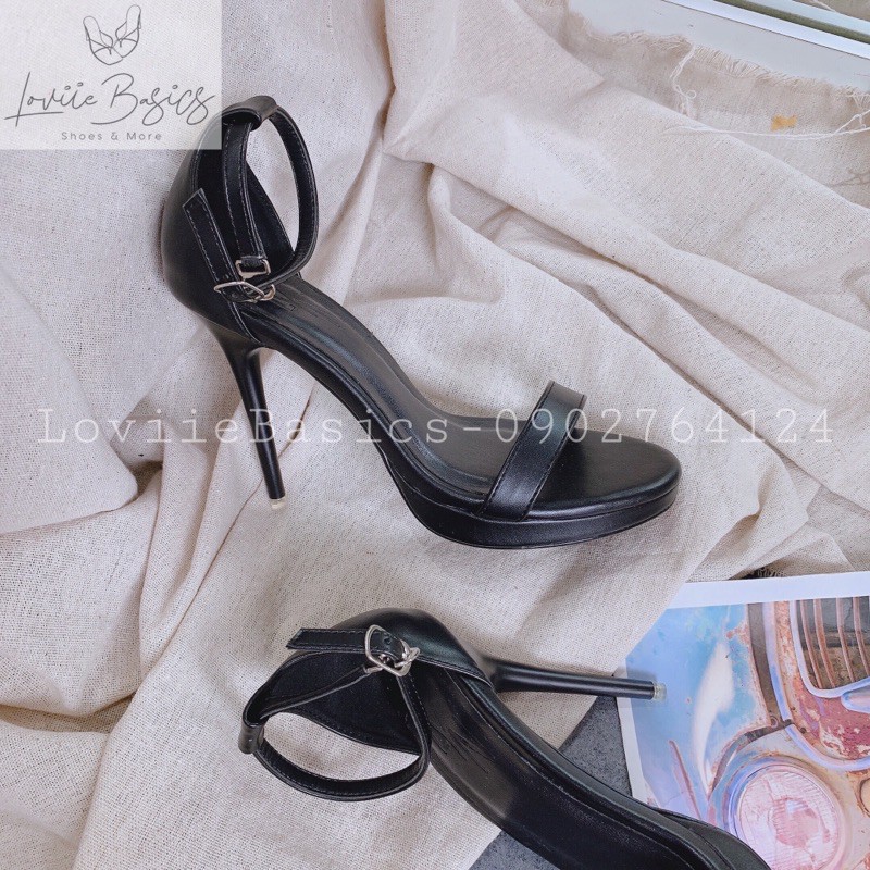 LOVIIEBASICS - GIÀY SANDAL CAO GÓT ĐẾ ĐÚP 10CM QUAI MẢNH THỜI TRANG - GIÀY CAO GÓT 10P QUAI MẢNH ( ĐEN - KEM ) G0609 | BigBuy360 - bigbuy360.vn