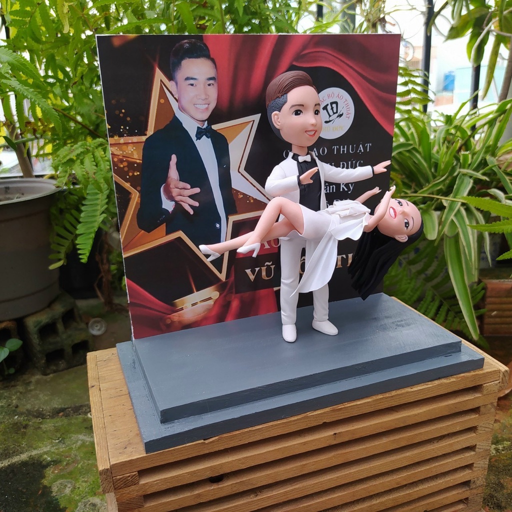 Tượng cặp đôi chibi tình yêu đất sét nhật quà cưới handmade theo yêu cầu