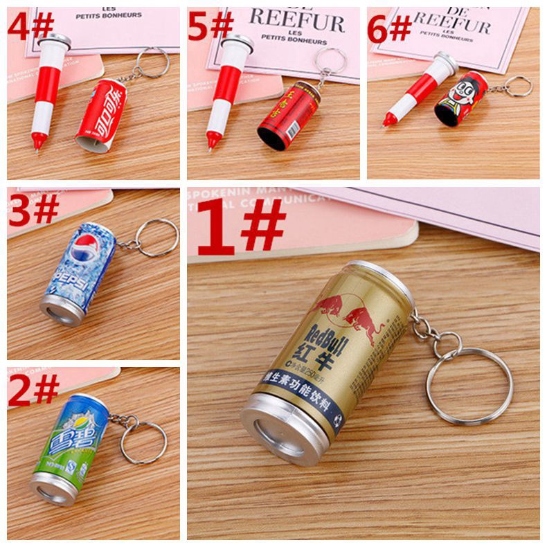 Móc khóa kiêm bút bi hình lon nước ngọt nhiều loại độc đáo