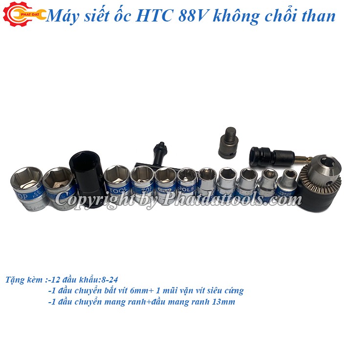 Máy siết bulong dùng pin Hitachi-2 Pin khủng 10 cell-Tặng kèm đầu chuyển vặn ốc sang vặn vít-Bảo hành 6 tháng