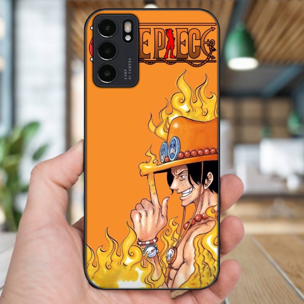 Ốp lưng Oppo Reno 6 5G viền đen in hình Ace One Piece