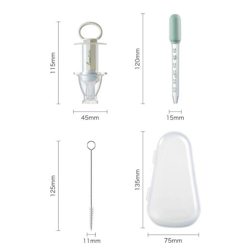 Dụng cụ bón thuốc, sữa, nước hoa quả ống bơm xilanh đầu silicon mềm an toàn cho bé Emma Kids & Ếch