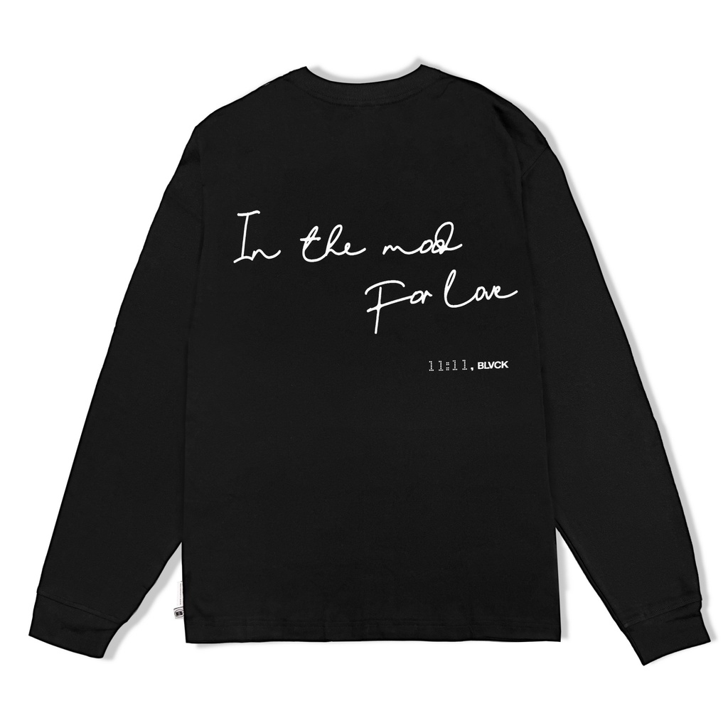 Áo thun tay dài BLVCK in hoạ tiết 11:11 - Màu đen