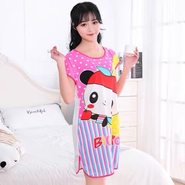 Đầm thun mặc nhà kute, váy ngủ giá rẻ, váy thun mặc nhà, đầm thun mặc nhà Quảng Châu, váy ngủ mặc nhà/ freeship extra