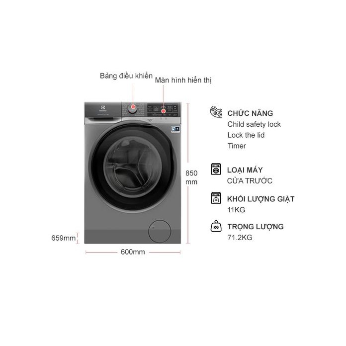 Máy giặt lồng ngang Electrolux 11Kg EWF1141AESA