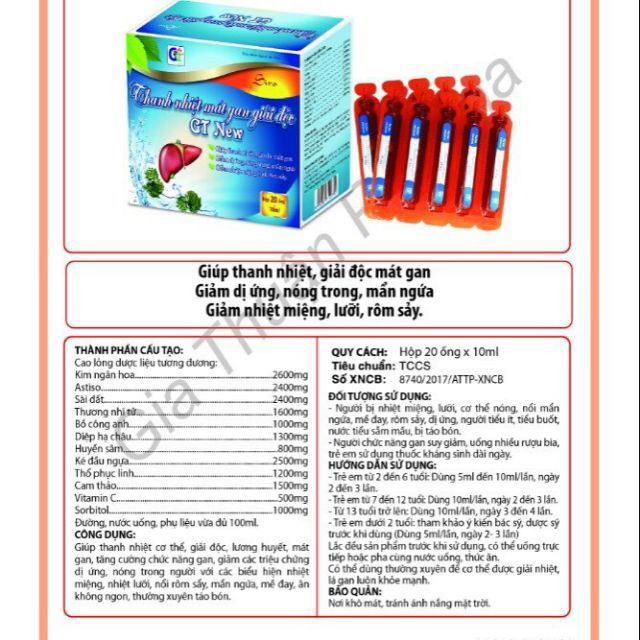 mát gan thanh nhiệt giải độc GT