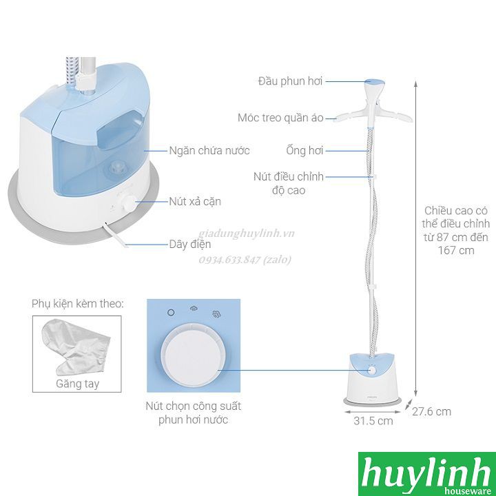 [Mã ELHAMS5 giảm 6% đơn 300K] Bàn ủi hơi nước đứng Philips GC482 - Chính hãng