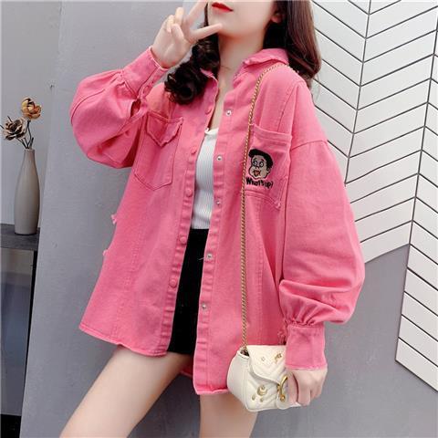 Áo Sơ Mi Denim Dài Tay Phong Cách Hàn Quốc Mới Cho Nữ