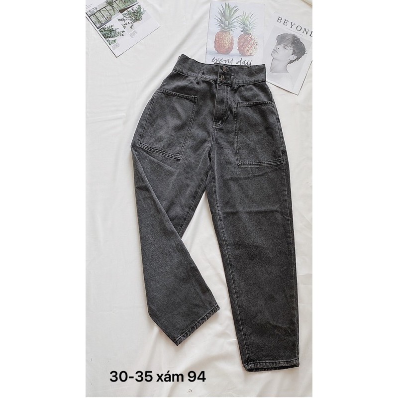 Quần baggy jean nữ Ms94 ✈️FREESHIP✈️ quần baggy jean nữ lưng cao size đại 2 túi kiểu hàng VNXK thời trang bigsize 2KJean