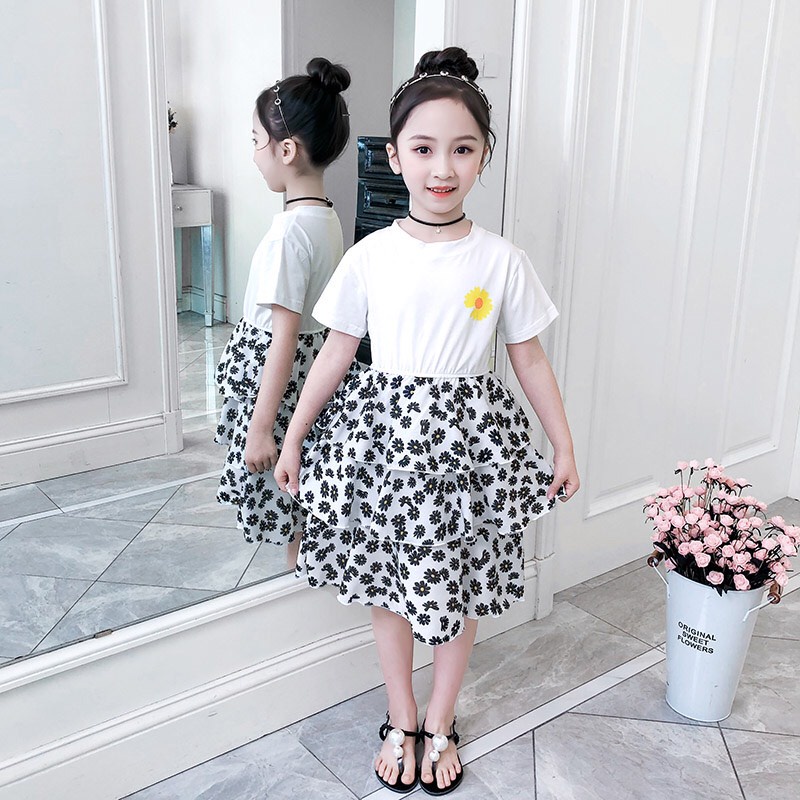 Set "ÁO + VÁY HOA CÚC" nhí 14-45kg cho bé gái từ 4-14 tuổi. Áo cotton, thoáng mát. Váy cao cấp, xịn sò. G16