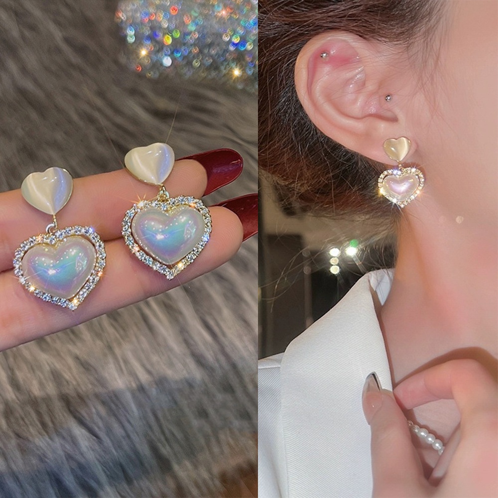 IF ME Bông Tai Hình Đuôi Cá / Trái Tim Đính Ngọc Trai Thời Trang Sang Trọng Cho Nữ